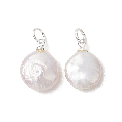 Натуральный жемчуг барокко подвески с жемчугом кеши, плоские круглые прелести, старинный белый