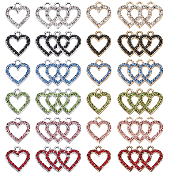 48шт 12 цветной сплав подвески со стразами, сердце