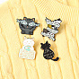 Cute and Funny Cat Badge Set with Fish Eyes - Fashionable Animal Brooch Pin