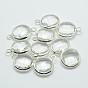 Silver Color Plated Brass Glass Pendants, Flat Round