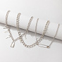 Chaîne de pull avec broche à clé vintage, collier multicouche pour femmes