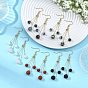 Круглые серьги-подвески из натуральных смешанных драгоценных камней и немагнитного синтетического гематита., кисточка, с 304 нержавеющей стали серьги крючки, золотые