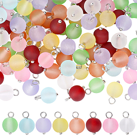 160шт. подвески из матового прозрачного стекла, круглые, с петлями из платиновой латуни