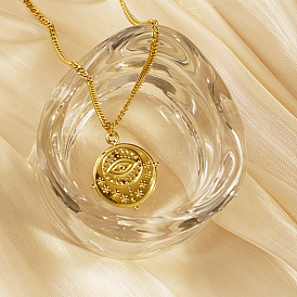 Модное 304 круглое плоское ожерелье из нержавеющей стали с подвеской в виде глаза для женщин на каждый день