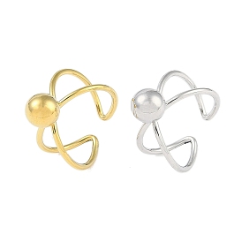 Ионное покрытие (ip) 304 круглая открытая манжета из нержавеющей стали, кольца крест-накрест для женщин