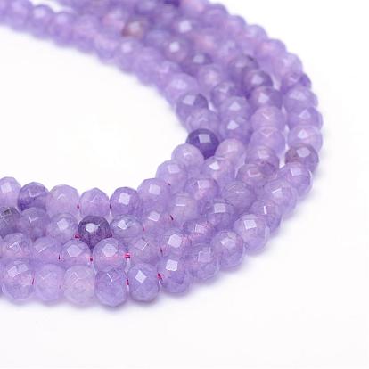 Faceted Rondelle Dyed Natural White Jade Bead Strands