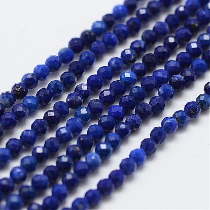 Natural Lapis Lazuli Bead Strands, Round, Faceted, Grade AA