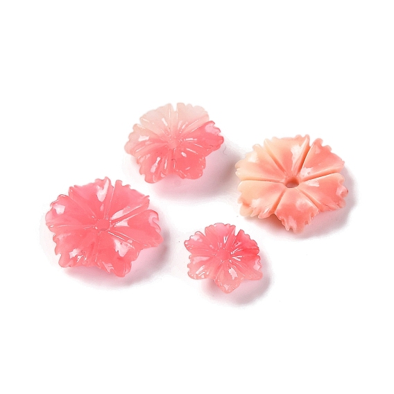 Синтетические бусины, окрашенные в ракушки, цветок