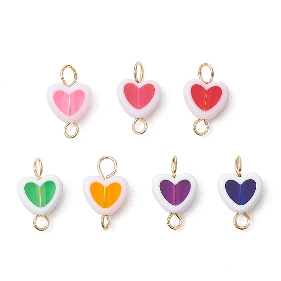 Подвески-сердечки в виде прозрачного акрила, с 304 петлями из нержавеющей стали, золотые