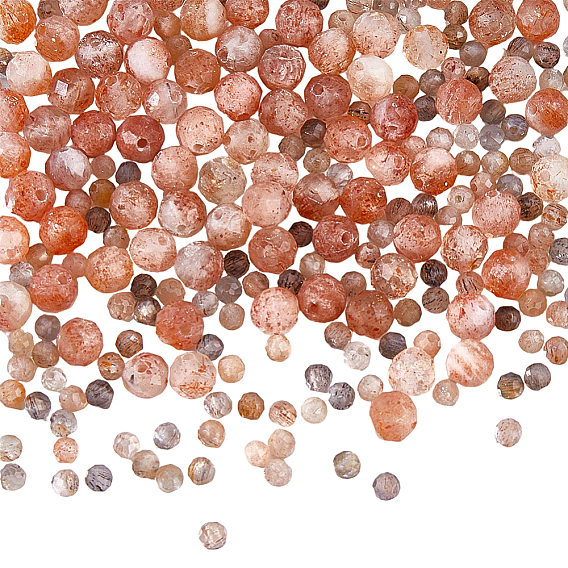 2 hebras 2 estilos hebras de cuentas de piedra lunar natural multicolor y piedra lunar color melocotón, facetados, rondo