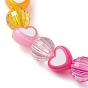 Круглые эластичные браслеты из акриловых бусин в форме сердца и граней, браслеты цвета радуги