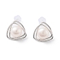 Natural Pearl Triangle Stud Earrings, Brass Earrings with 925 Sterling Silver Pins