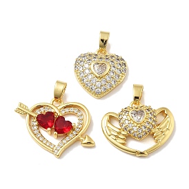 Сердце латунные микро проложить кубического циркония подвески