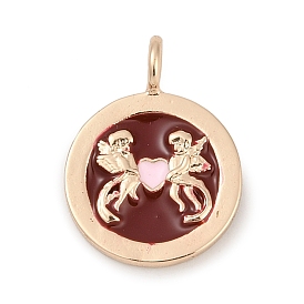 Латунь с эмалевыми подвесками, плоский круг с двумя ангелами