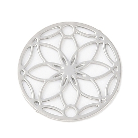 Подвески из латуни, долговечный, без кадмия, без никеля и без свинца, гравированные металлические украшения, плоский круглый с полым цветком