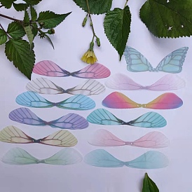 Atificial Craft Chiffon Butterfly Wing, Handmade Organza Dragonfly Wings, Gradient Color, Ornament Accessories