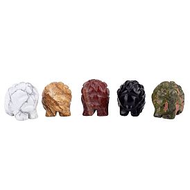 Natural Gemstone Carved Healing Hedgehog Figurines, Reiki Energy Stone Display Decorations