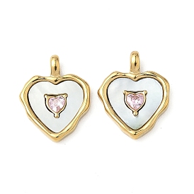 304 подвески из нержавеющей стали с розовыми стразами и натуральными белыми ракушками, сердце прелести