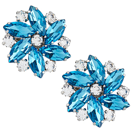 2шт. съемные пряжки для обуви из сплава платинового тона, со стеклянными стразами, цветок