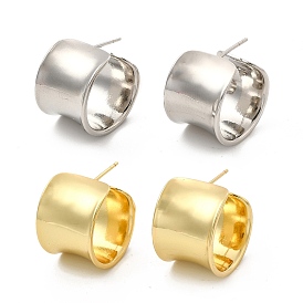 Brass Twist Column Stud Earrings, Thick Half Hoop Earrings for Women, Cadmium Free & Lead Free