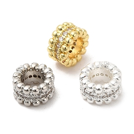 Crémaillère en laiton placage zircone cubique perles européennes, Perles avec un grand trou   , sans cadmium et sans plomb, plaqué longue durée, colonne