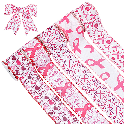 5 рулоны 5 стили полиэстеровая репсовая лента с принтом, для упаковки подарков, оформление партии