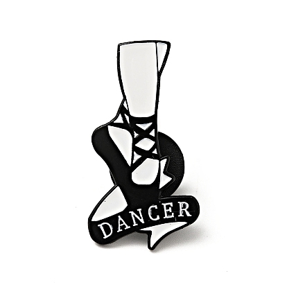 Pin de esmalte con tema de baile creativo, Broche de aleación negra de electroforesis para ropa de mochila, blanco
