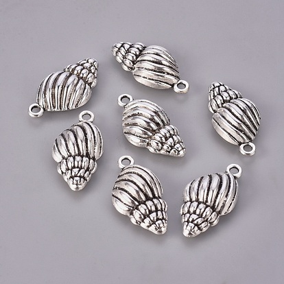 Tibetan Style Alloy Pendants, Lead Free and Cadmium Free, Trumpet Shell, 25.5x13x5.5mm, hole: 2mm