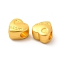 Rack Plating Alloy European Beads, Large Hole Beads, Lead Free & Cadmium Free & Nickel Free, Heart with Word Mom