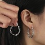 304 Stainless Steel Hoop Earrings, Mesh Chains Shape