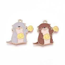 Подвески из эмали и сплава, без свинца и без кадмия, амулеты выдры, золотые