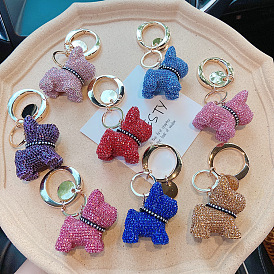 Cute Diamond-studded Bulldog Keychain for Car Keys and Gifts