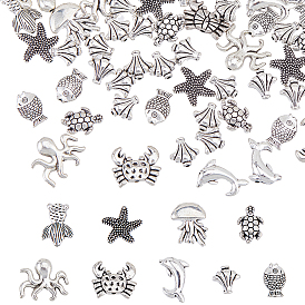 80 бусины из сплава в тибетском стиле, разнообразные