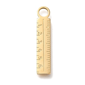 PVD Vacuum Plating 304 Stainless Steel Pendants, Ruler Charm