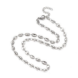 304 Stainless Steel Coffee Bean Chain Necklaces, with Lobster Claw Clasps