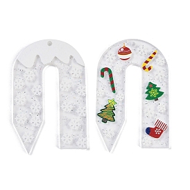 Акриловые подвески на рождественскую тематику, с блеском порошок, арка со снежинкой