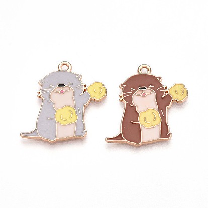 Подвески из эмали и сплава, без свинца и без кадмия, амулеты выдры, золотые