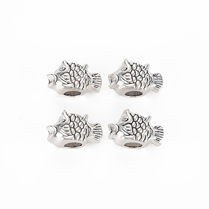 Tibetan Style Alloy Beads, Cadmium Free & Lead Free, Large Hole Beads, Fish