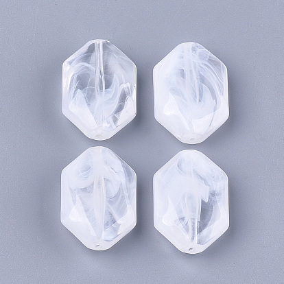 Акриловые бусины, имитация драгоценных камней, граненые, шестиугольник