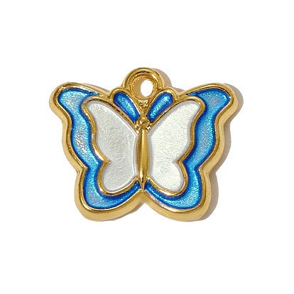 304 нержавеющей стальной эмали подвески, бабочки прелести, с блеском порошок, ионное покрытие (ip), реальный 18 k позолоченный