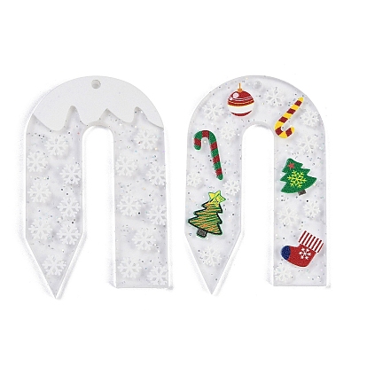 Акриловые подвески на рождественскую тематику, с блеском порошок, арка со снежинкой
