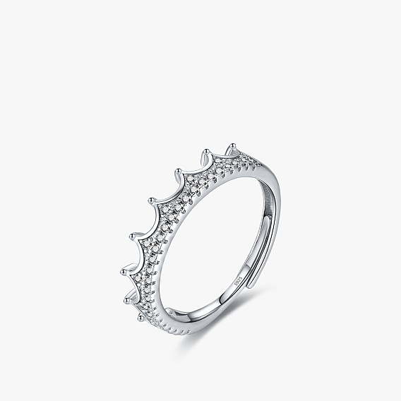 Корона 925 кольца из стерлингового серебра с микропаве из кубических цирконий