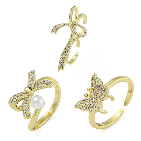 Открытые манжеты из латуни с микропаве и прозрачным фианитом, для женщин, золотые