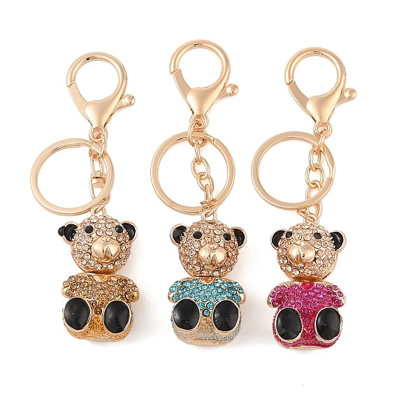 Zinc Alloy Rhinestone Keychain, Bear