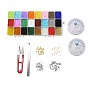 DIY Stretch Jewelry Sets Kits, include Glass Seed Beads, Stainless Steel Needles & Scissors & Beading Tweezers & Lobster Claw Clasps, Alloy & Iron Spacer Beads