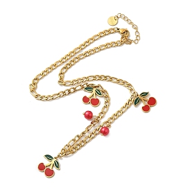 304 ожерелья из нержавеющей стали с красной эмалью в виде вишни и круглого пластика для женщин