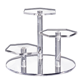 3-Tier Acrylic Model Toy Assembled Holders, Action Figure Hexagon Display Risers, with Screws and Screwdriver