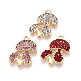 Подвески из сплава со стразами, гриб, без кадмия, без никеля и без свинца, золотые / платиновые