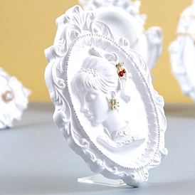 Resin Earring Jewelry Cameo Display Stand, with Plastic Holder