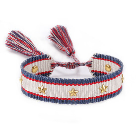 Bohemian bracelet braided bracelet golden five-pointed star tassel bracelet birthday gift for women